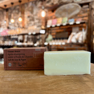 Après-shampoing solide à l'huile de chanvre parfumé lait de coco figue