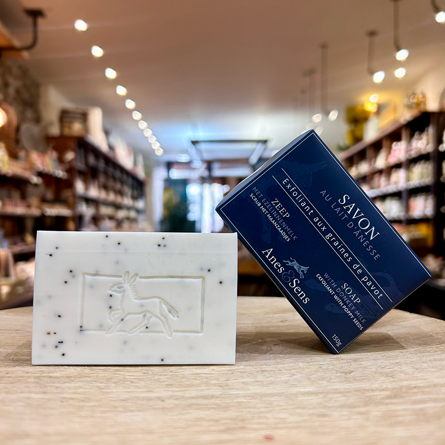 Savon lait d'ânesse exfoliant aux graines de pavot